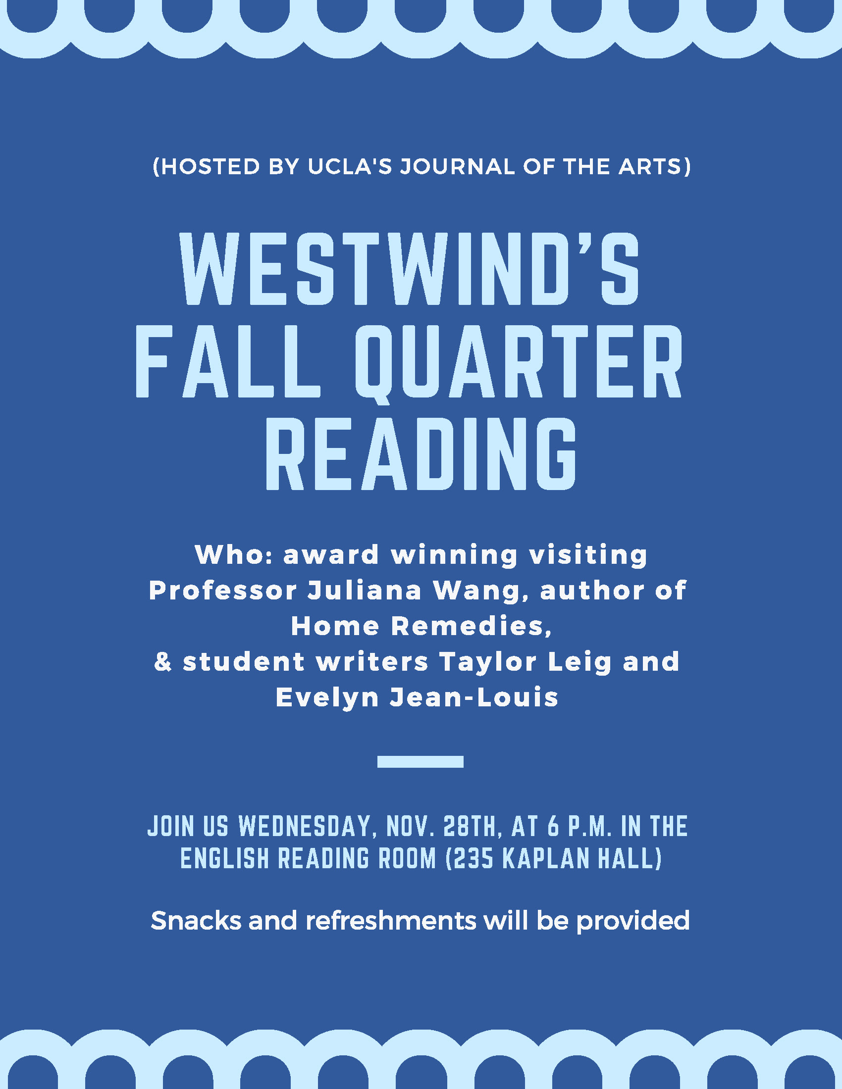 Westwind’s Fall Quarter Reading with Juliana Wang – Department of